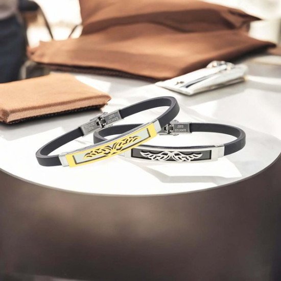 Melek kanadı desenli çelik erkek bileklik, maskülen tasarım