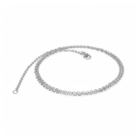 minik boy beyaz çelik erkek kolye 0.5mm