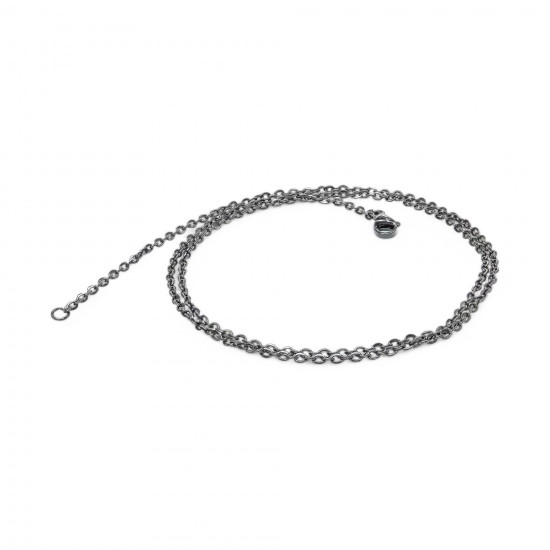 Minik Boy Siyah Çelik Zincir Kolye 0.5Mm Minik Boy Siyah Çelik Zincir Kolye 0.5Mm