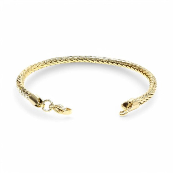 Erkek oval kral bakla örgülü sarı çelik bileklik 4mm Oval kral bakla örgülü sarı çelik erkek bileklik 4mm