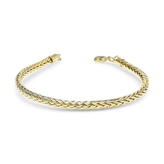 Erkek oval kral bakla örgülü sarı çelik bileklik 4mm Oval kral bakla örgülü sarı çelik erkek bileklik 4mm