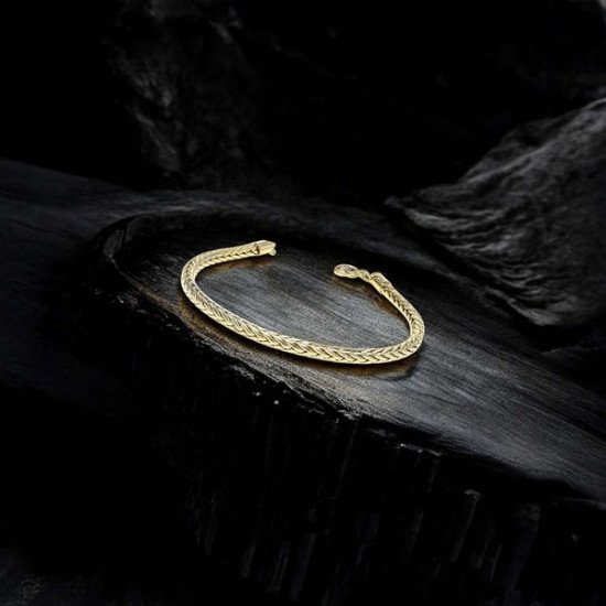 Erkek oval kral bakla örgülü sarı çelik bileklik 4mm Oval kral bakla örgülü sarı çelik erkek bileklik 4mm