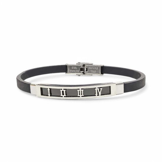 Roma rakam desenli çelik erkek bileklik, maskülen tasarım