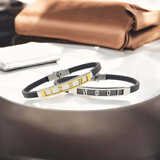 Roma rakam desenli çelik erkek bileklik, maskülen tasarım