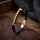 Sarı Akik Taşlı Deri Erkek Bileklik