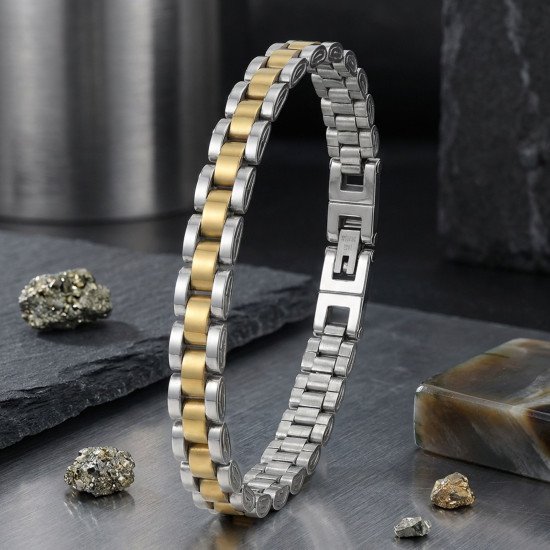 Premium Sarı Beyaz Full Çelik Erkek Bileklik - Casera's Premium sarı beyaz full çelik erkek bileklik