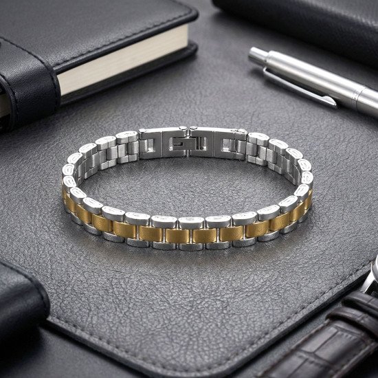 Premium Sarı Beyaz Full Çelik Erkek Bileklik - Casera's Premium sarı beyaz full çelik erkek bileklik