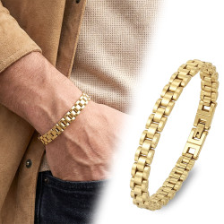 Premium Sarı Full Çelik Erkek Bileklik