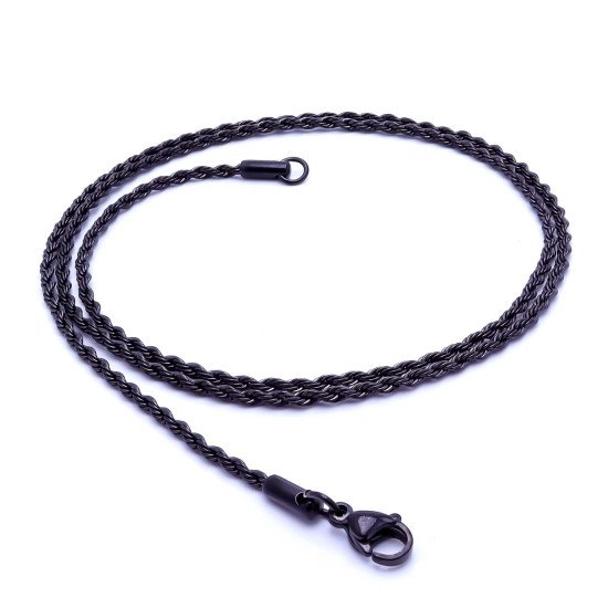 Sarmal halat desenli ince çelik erkek kolye 2mm