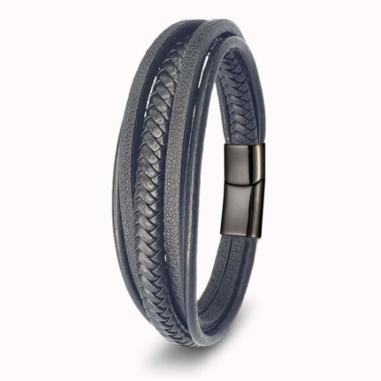 Siyah çoklu deri erkek bileklik modeli Siyah çoklu deri erkek bileklik, maskülen tasarım