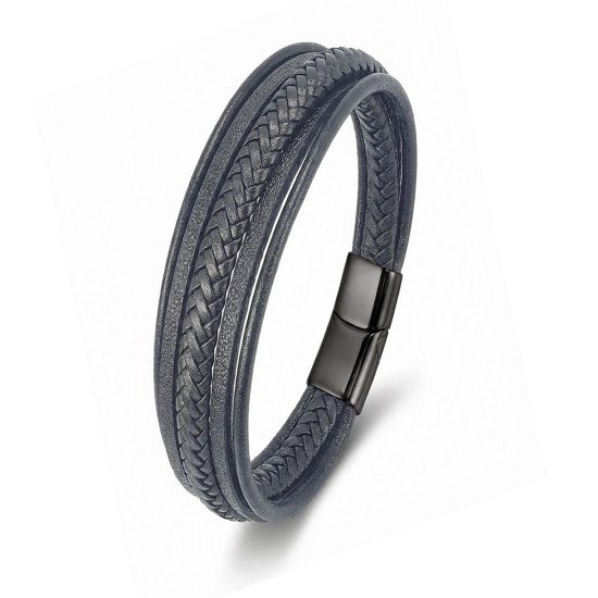 Siyah çoklu deri erkek bileklik modeli Siyah çoklu deri erkek bileklik, maskülen tasarım