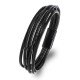 Siyah Çoklu Deri Erkek Bileklik