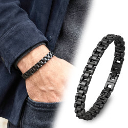 Premium Siyah Full Çelik Erkek Bileklik