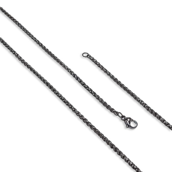 siyah çelik zincir erkek kolye 2.5mm