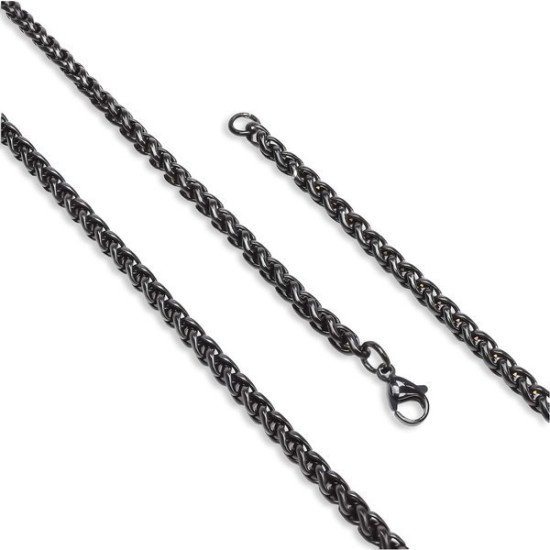 siyah çelik zincir erkek kolye 4mm