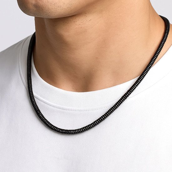 Erkek spiral çelik zincir kolye 3mm Spiral desenli 3mm çelik erkek kolye