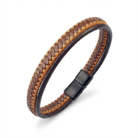 Taba kahve çoklu deri erkek bileklik