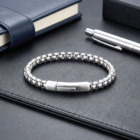 Premium tekli 4MM Arnavut model çelik zincir erkek bileklik