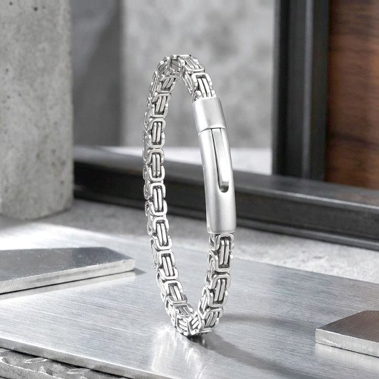 Premium tekli 4MM kral model çelik zincir erkek bileklik
