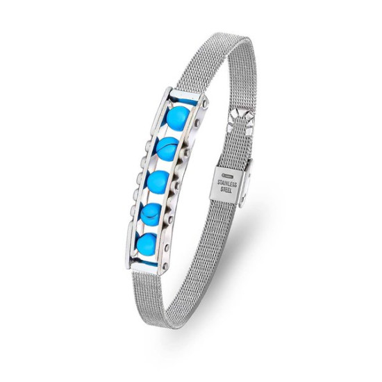 Turkuaz Taş ve Paslanmaz Çelik Erkek Bileklik