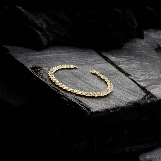 yassı mariner sarı çelik zincir erkek bileklik 1.6x6mm