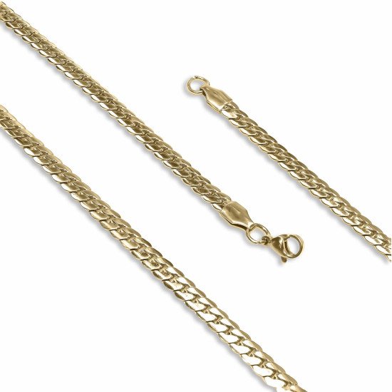 Yassı yılan sırtı desenli çelik erkek kolye