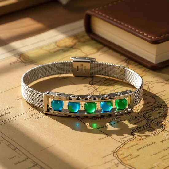 Yeşil Akik ve Paslanmaz Çelik Erkek Bileklik