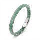 Premium yeşil aventurin doğal taşlı hasır örgü zincirli erkek çelik bileklik