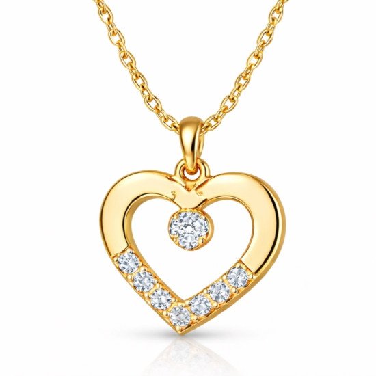 Gümüş Gold Minik Kalpli Tektaş Kadın Kolye Gümüş Gold Minik Kalpli Tektaş Kadın Kolye