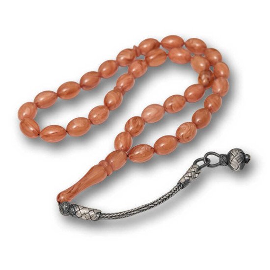 Gümüş Top Kazaz Püsküllü Sıkma Kehribar Tesbih Gümüş Top Kazaz Püsküllü Sıkma Kehribar Tesbih