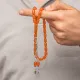 Gümüş Püsküllü Turuncu Kapsül Kesim Sıkma Kehribar Tesbih Gümüş Püsküllü Turuncu Kapsül Kesim Sıkma Kehribar Tesbih