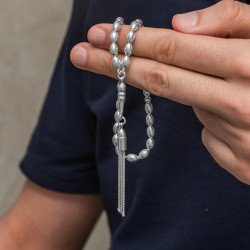 Gümüş Arpa Kesim Çizgili Erkek Tesbih Gümüş Arpa Kesim Çizgili Erkek Tesbih