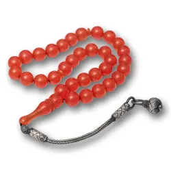 Gümüş Top Kazaz Püsküllü Yuvarlak Sıkma Kehribar Tesbih Gümüş Top Kazaz Püsküllü Yuvarlak Sıkma Kehribar Tesbih