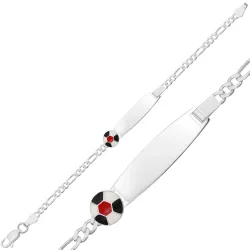 Kişiye Özel Siyah Beyaz Top Figürlü Gümüş Çocuk Künyesi