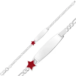 Kişiye Özel Kırmızı Yıldız Figürlü Gümüş Çocuk Künyesi