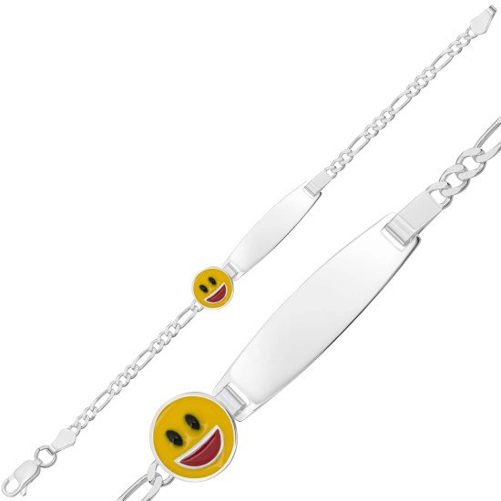 Kişiye Özel Gülen Emoji Gümüş Çocuk Künyesi Kişiye Özel Gülen Emoji Gümüş Çocuk Künyesi