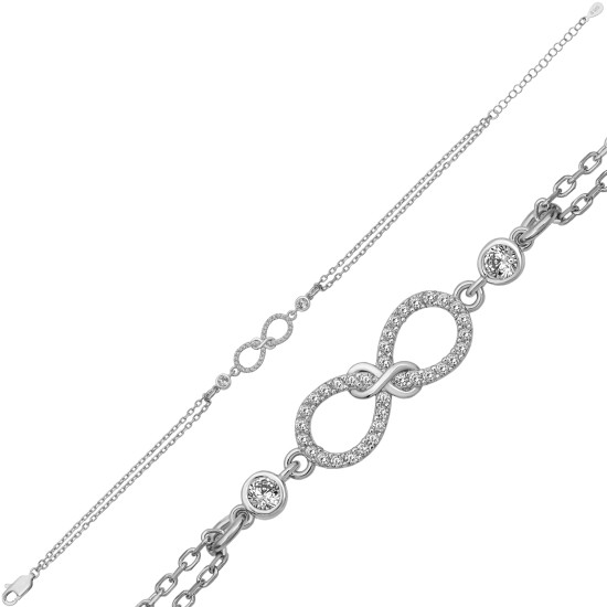 Gümüş Çift Sonsuzluk Kadın Bileklik Gümüş Çift Sonsuzluk Kadın Bileklik