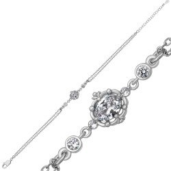 Gümüş Vintage Zirkon Taşlı Kadın Bileklik