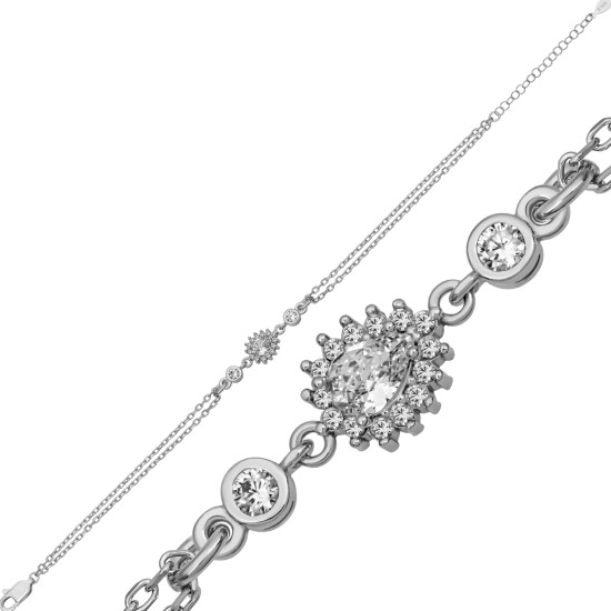 Gümüş Damla Zirkon Taşlı Kadın Bileklik