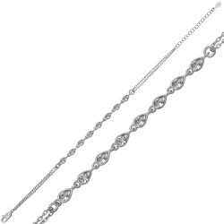 Gümüş Damla Kesim Sıra Taşlı Kadın Bileklik