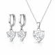 Gümüş Beyaz Taşlı Kalpli Kadın Set