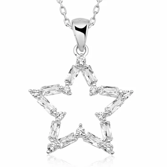 Gümüş Baget Taşlı Yıldız Kolye