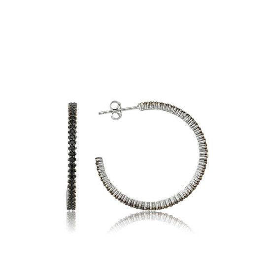 Gümüş Tamtur Siyah Taşlı Küpe Gümüş Tamtur Siyah Taşlı Küpe