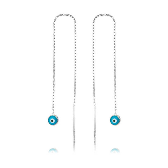 Gümüş Nazar Zincirli Küpe