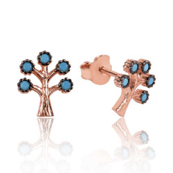 Gümüş Hayat Ağacı Çivili Küpe Gümüş Hayat Ağacı Çivili Küpe