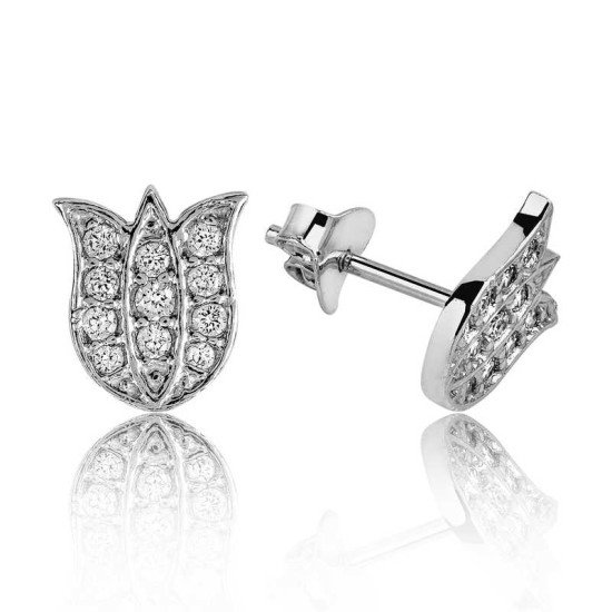 Gümüş Lale Çivili Küpe Gümüş Lale Çivili Küpe