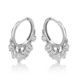 Gümüş Beyaz Taşlı Pullu Küpe