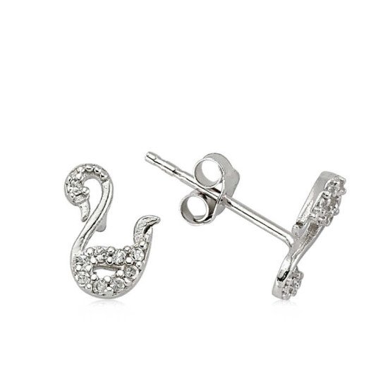 Gümüş Kuğu Çivili Küpe Gümüş Kuğu Çivili Küpe