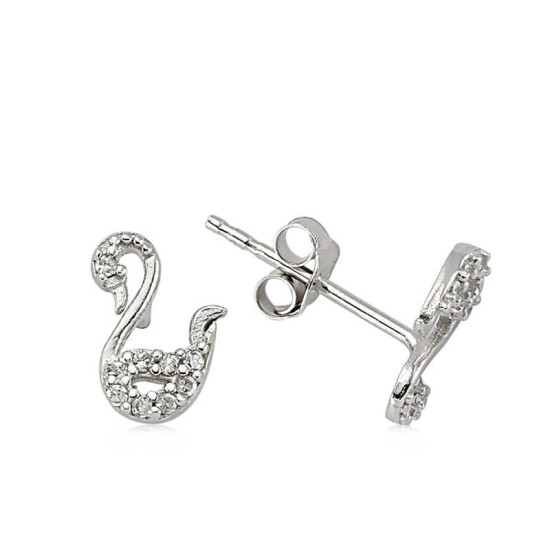 Gümüş Kuğu Çivili Küpe Gümüş Kuğu Çivili Küpe