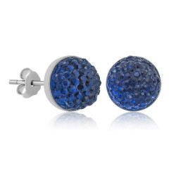 Gümüş Kristal Mavi Çivili Küpe Gümüş Kristal Mavi Çivili Küpe